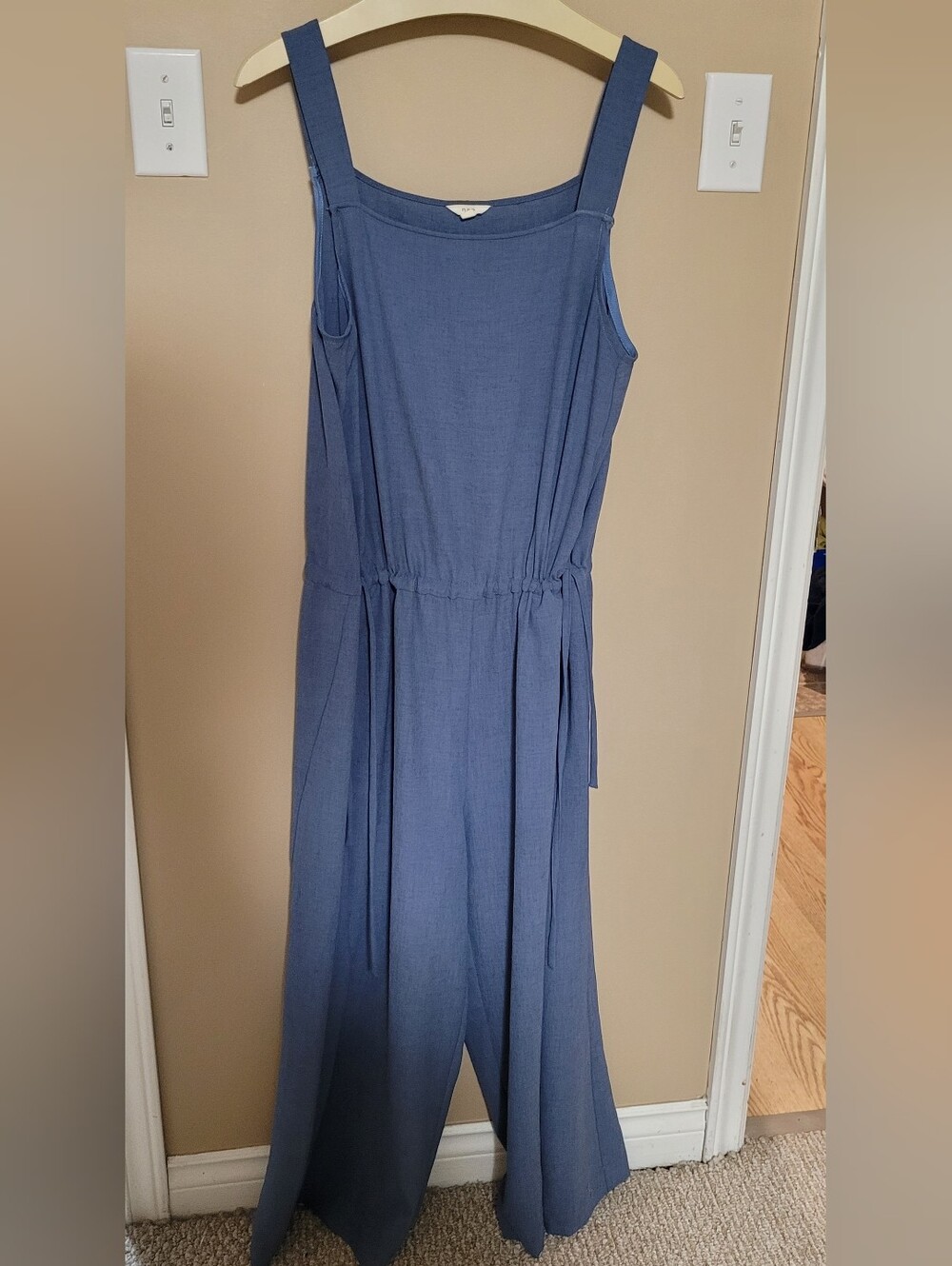 Blue Wide-Leg Jumpsuit With Pockets